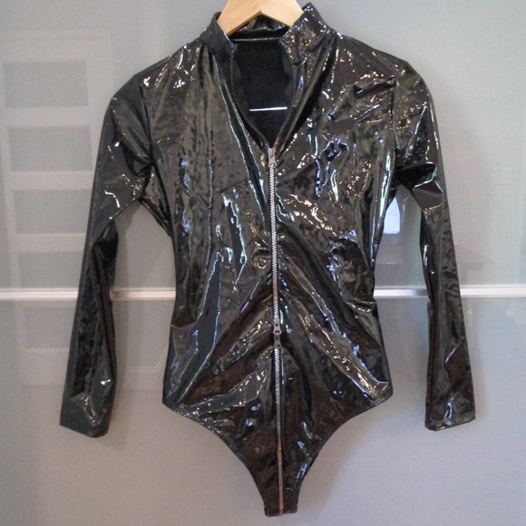 Tops - *SOLD* Polyurethane Long Sleeve Body Suit Wet Look
